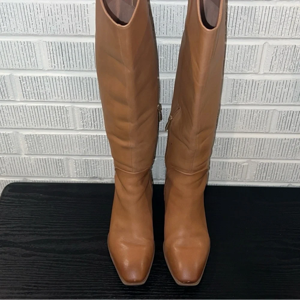 NORSTROM Cognac Leather Tall Heel Boot